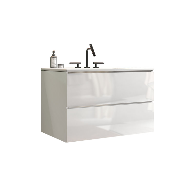 30"Wall Mounted Bathroom Vanity with Ceramic Sink