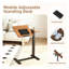Bureau pour travailler debout réglable avec roulettes, table pour ordinateur portable réglable en hauteur et en angle - Bureau mobile pour bureau à domicile, noyer et noir