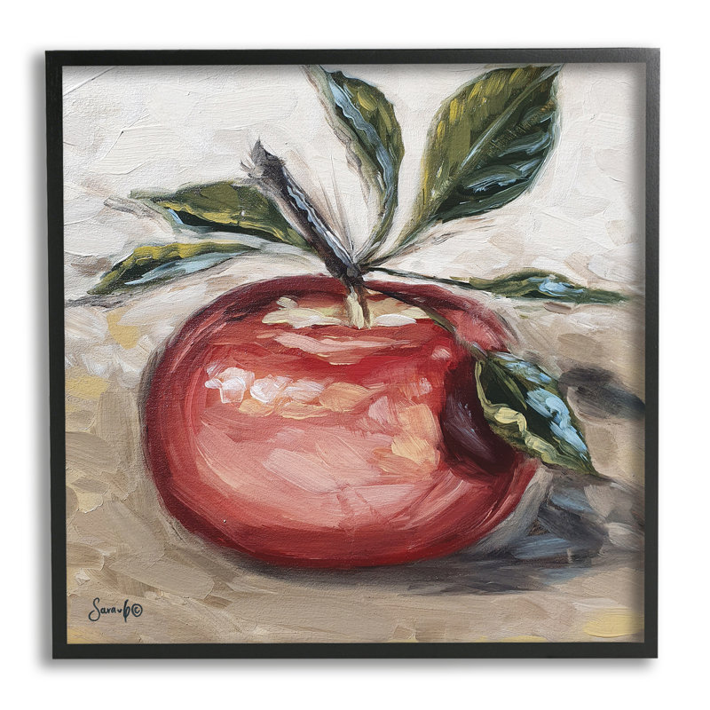 Peinture traditionnelle de pomme sur toile, estampe numérique de Sara G Designs, Giclée encadrée noir minuit