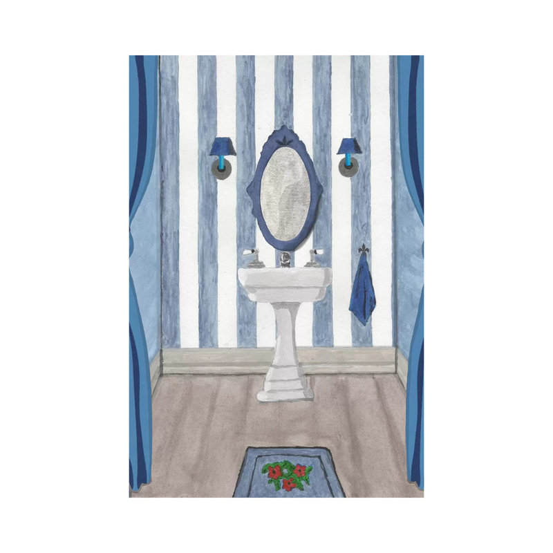 Blue Batroom I by Martin James - Wrapped Canvas Gallery-Wrapped Canvas Giclée, 20.32 cm H x 30.48 cm W