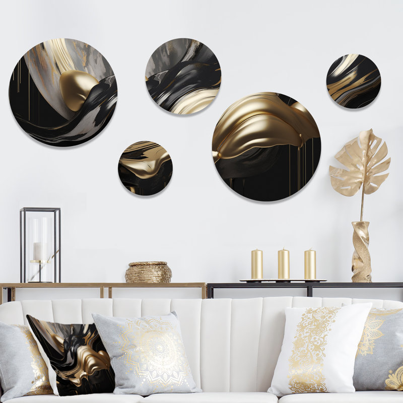 Décoration murale en marbre doré et noir captivant II