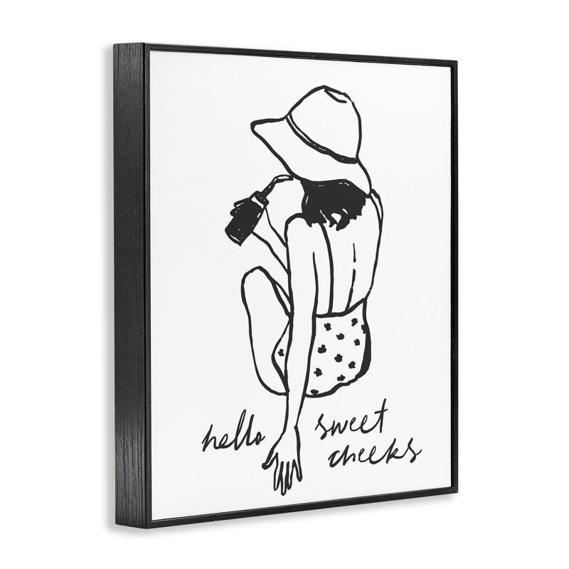 Bathroom Refresh Sweet Cheeks Framed Giclee, design by Lettered and Lined, 14" H x 11" W, Midnight Black Framed Giclee