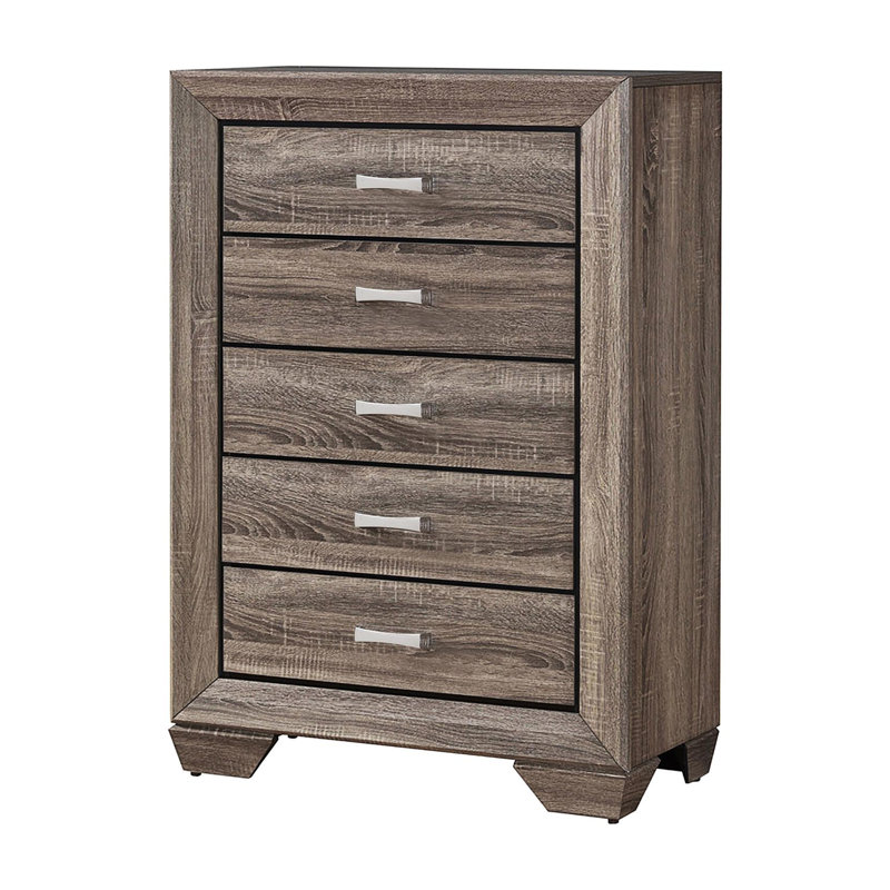 Commode 5 tiroirs Brookes, Taupe délavé