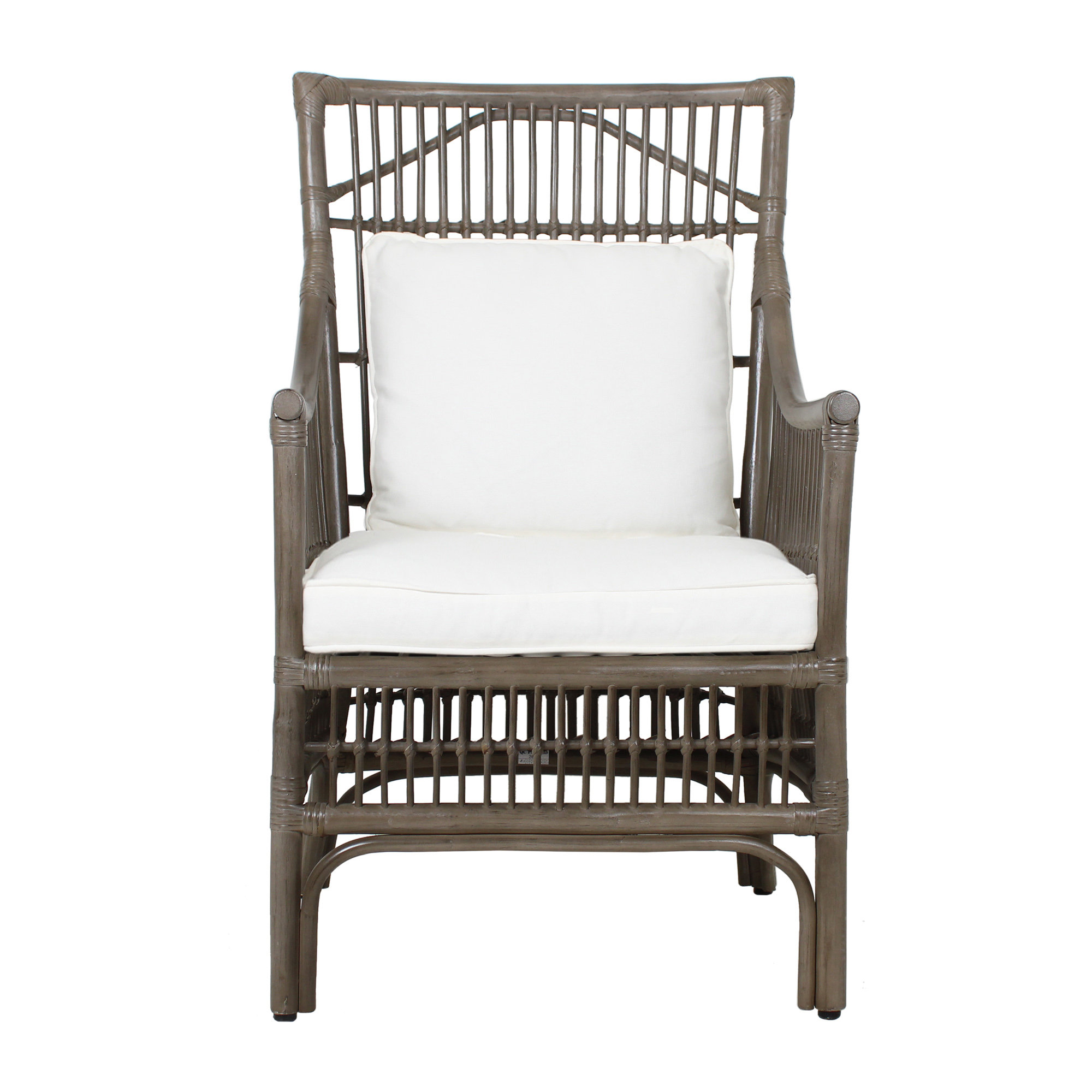 Jamestown Slat Back Rattan Armchair, Gray