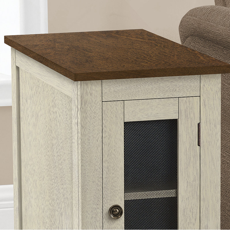 Table d'appoint, table de bout, table d'appoint, étroite, table de chevet, chambre à coucher, rangement, placage blanc antique