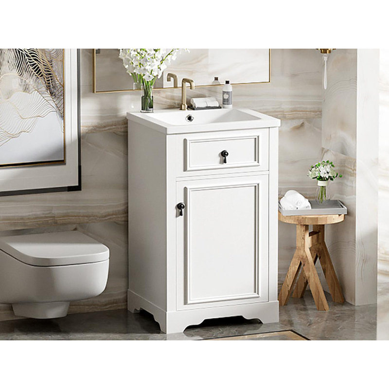 Meuble-lavabo de salle de bain, Blanc / blanc