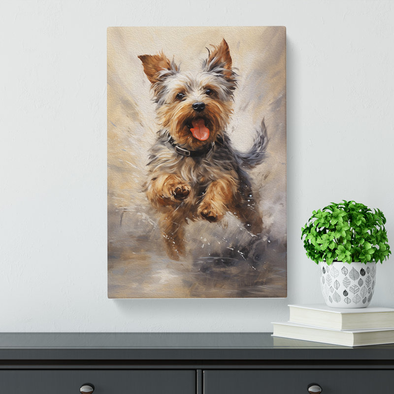 Yorkshire Terrier Action Painting - Wrapped Canvas, 60cm H x 40cm W x 3cm D