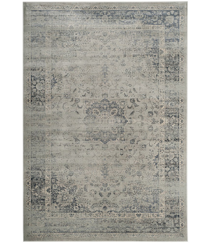 Tapis oriental bleu clair en coton Morgenthaler, Rectangle 5 pi 3 po x 7 pi 6 po