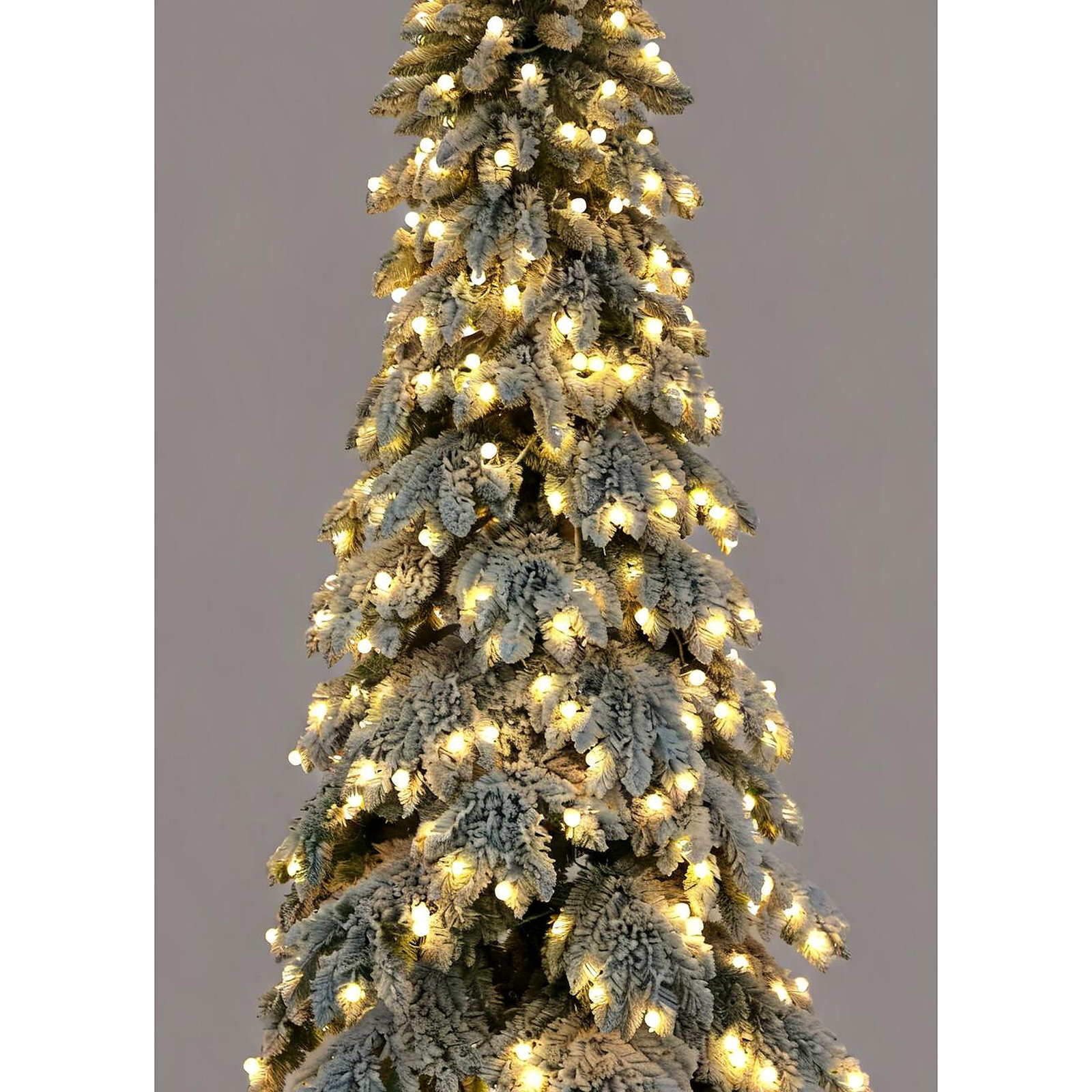 7.58 Ft Artificial Pre-Lit Christmas Tree With Lights, Snow Flocked Farmhouse Greenery Xmas Tree With Branch Tips Sturdy Metal Stand