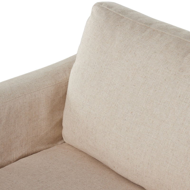 Hampton Slipcovered Swivel Armchair, Evere Cream Rayon / Viscose