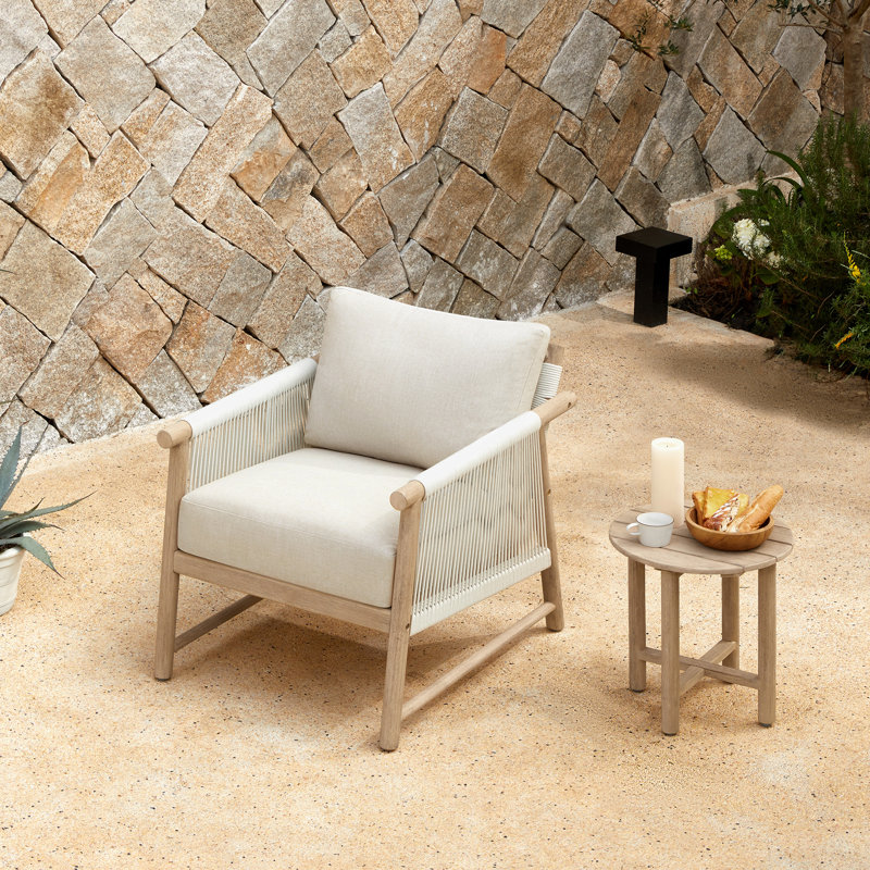 Chaise d'extérieur en corde tissée avec table d'appoint