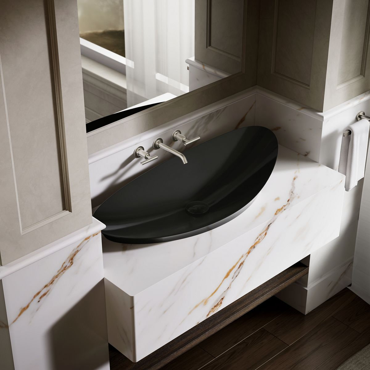 Veil Fireclay Trough Vessel Sink, Black Black™