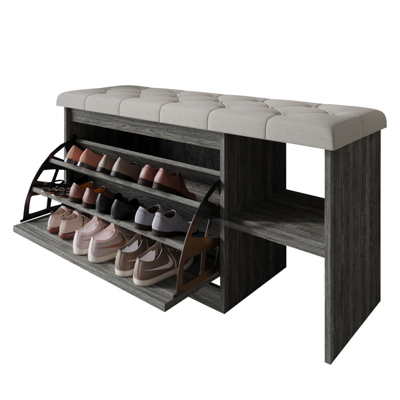 Banc de rangement pour chaussures 11 paires, Gris foncé