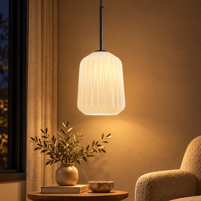 Luminaire suspendu moderne à 1 lumière avec abat-jour en verre givré blanc laiteux de 7,87 po pour îlot de cuisine