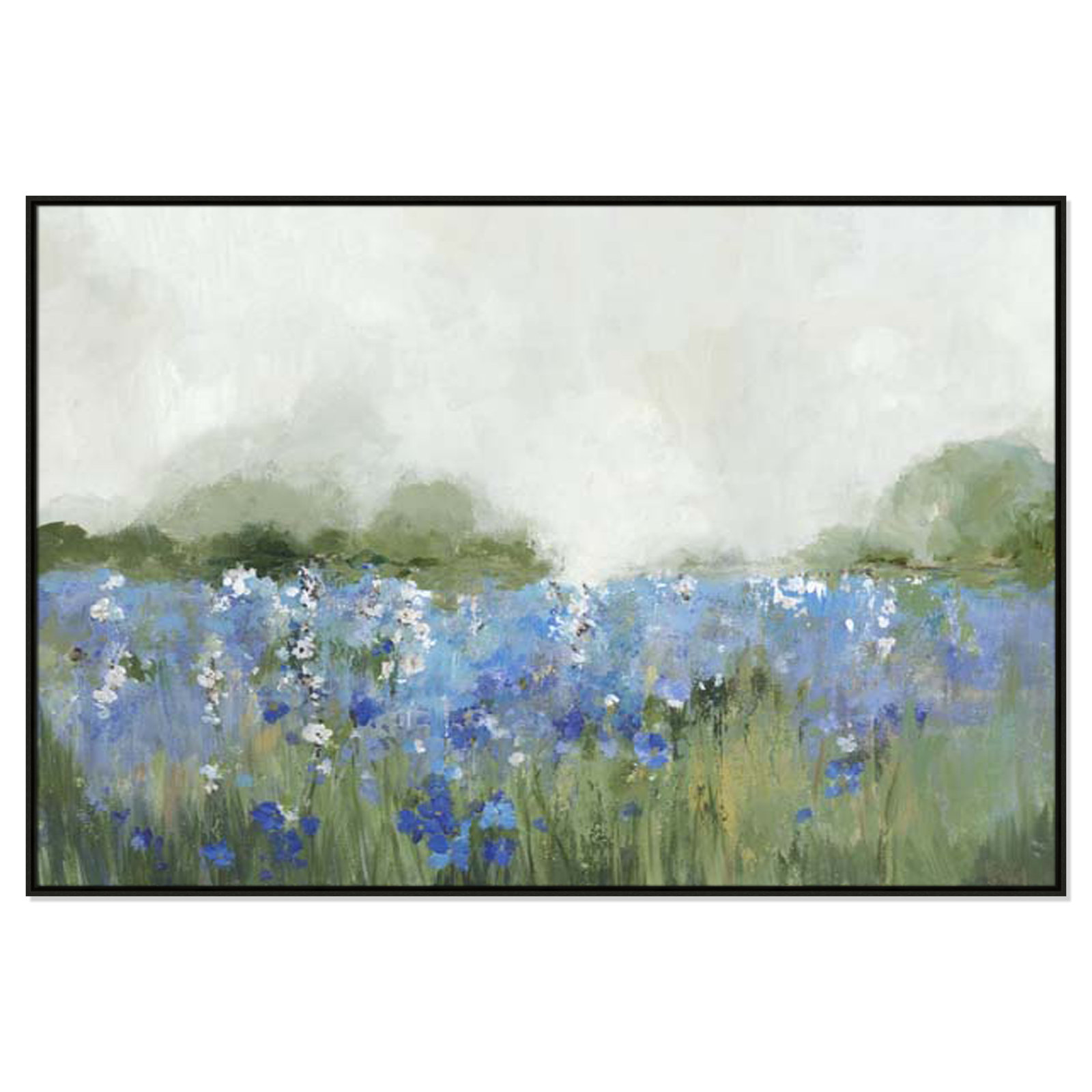 Meadows Bluebels Field "Meadows Bluebells Field" Print, Espresso Framed, 41.5" H x 61.5" W x 2" D