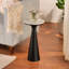 Table d'appoint moderne avec plateau en marbre blanc et piédestal noir brossé-577230545