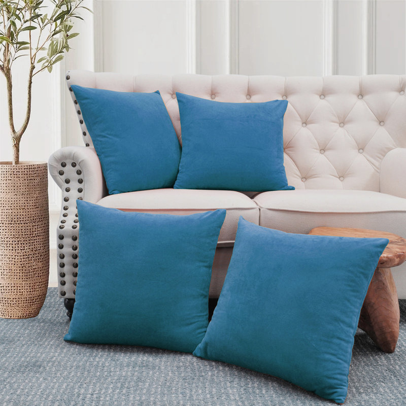 Supersoft Velvet Square Throw Pillow Cover, Storm Blue