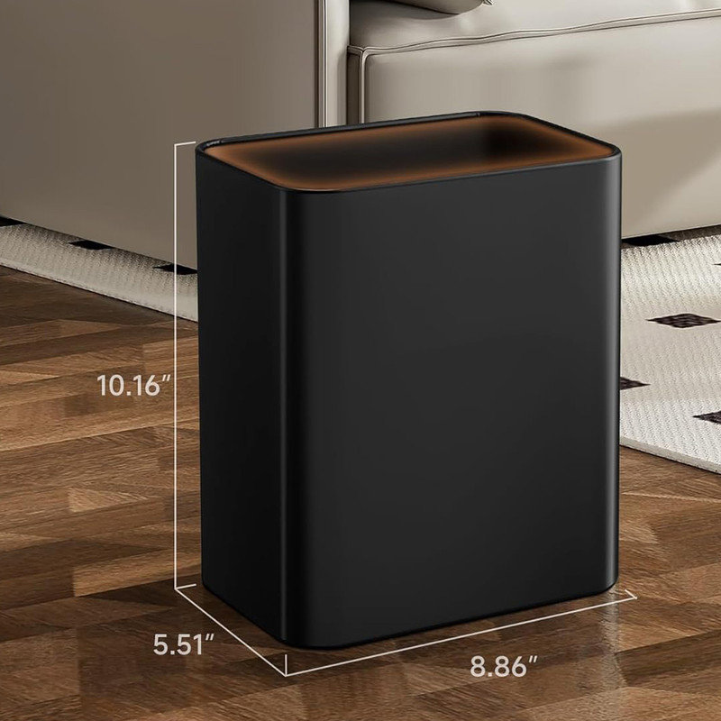 Compact Black Stainless Steel 2.1 Gallon Trash Can