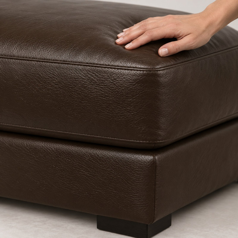 Vancouver Heirloom Quality Ottoman in Buttery Soft 100% Top Grain Leather, Made to Order, Amadeus Coffee