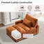 Modular Chenille Chaise Lounge With Armrests, Usb Port, Cup Holder & Phone Holder – Each Seat With Bracket Support-967759