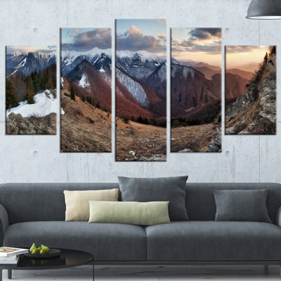 " Layers Of Foggy Hills Panorama " 5 - Pieces