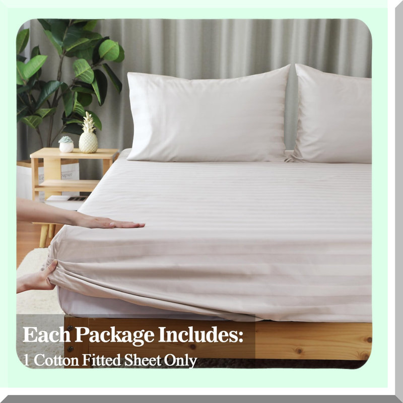 Percale Weave California Fitted Sheet - 300 Thread Count GOTS Certified - 17" Deep Pockets - Soft & Breathable Bedding