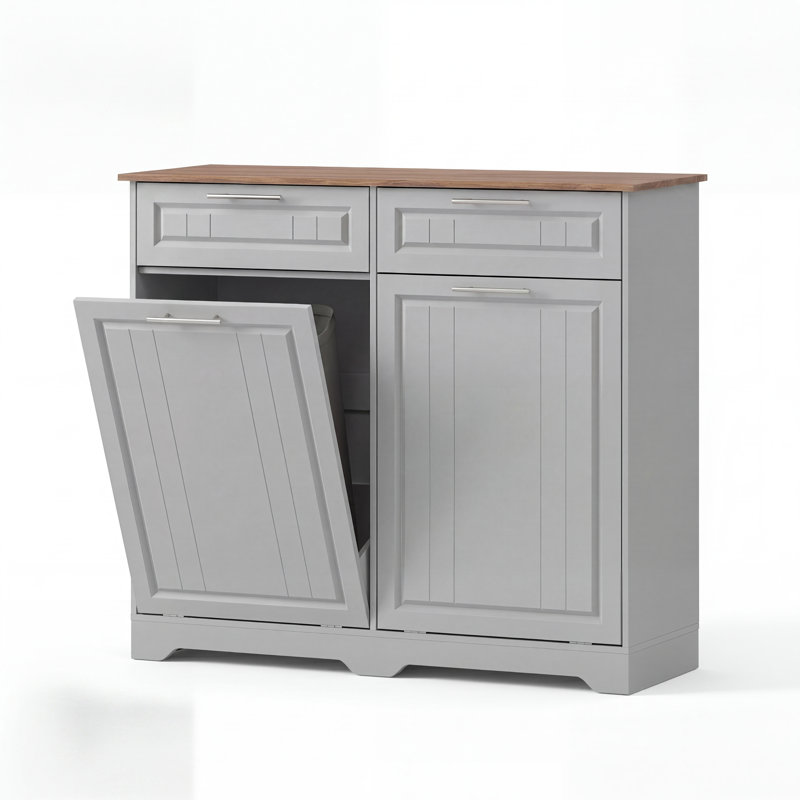 20-Gal Tilt-Out Trash Cabinet with Deodorizing Feature, 20 Gallons, Gray