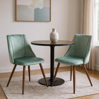 Ensemble de deux chaises d'appoint rembourrées en velours sauge et brun