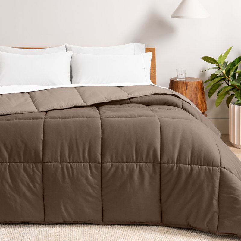 Édredon réversible en microfibre ultra douce de qualité supérieure, Cacao/taupe, Édredon double
