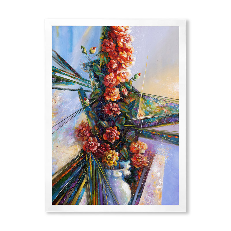 Camélia fleur dans un vase - reproduction d'art sur toile traditionnelle, H 20 po x l 12 po, Cadre photo blanc
