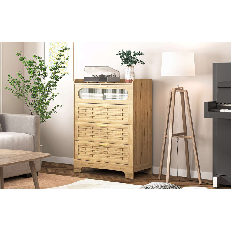 Commode 4 tiroirs en bois pour la chambre à coucher, grande commode double avec tiroirs larges, commode moderne, commode de rangement, commode pour chambre de bébé, salon, couloir, chambre à coucher, chambre d'enfant
