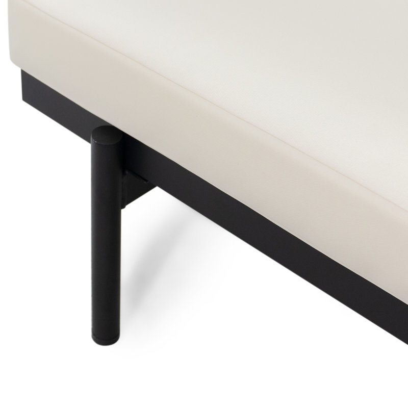 2 Seater - Left Side, Wood, Iron, Cream Water- Lining Kit Side With Wood Slats And Iron Frame, Cushions In