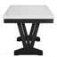 1 table de salle à manger moderne transitionnelle formelle en marbre véritable blanc avec plateau en tréteaux et pieds en bois noir