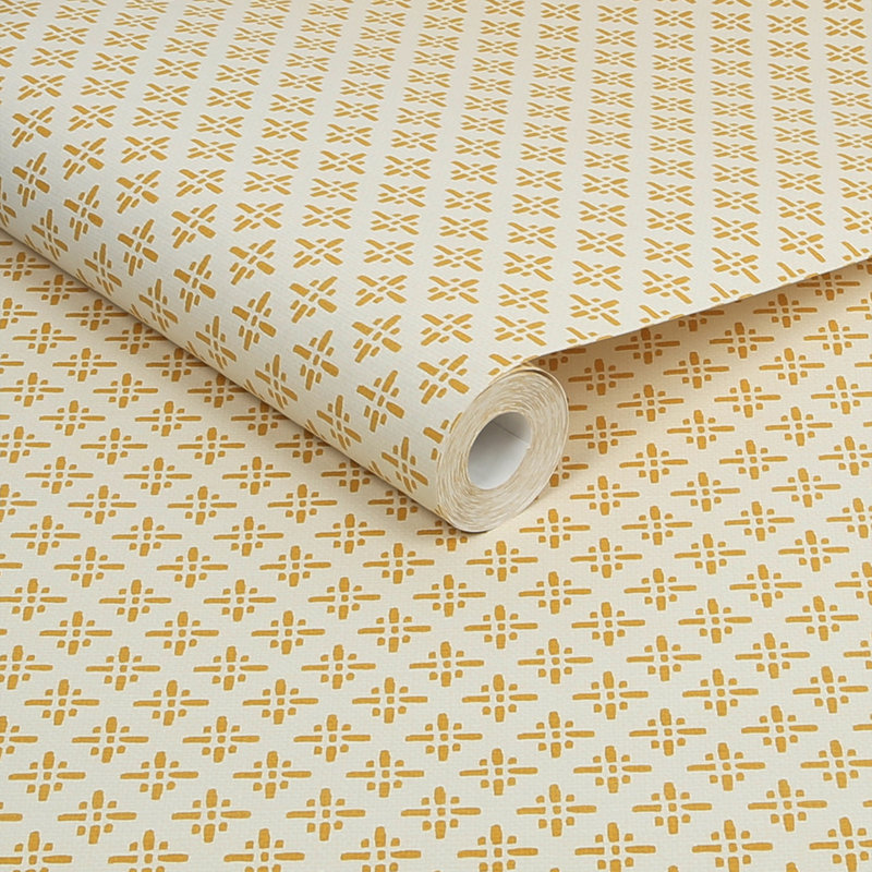 Geometric Wallpaper Double Roll, Antique Gold