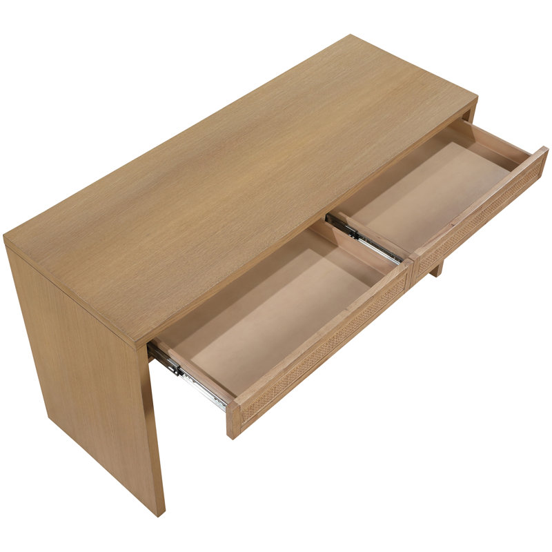 Console / bureau en bois massif et placage de chêne Fawcett, Naturel