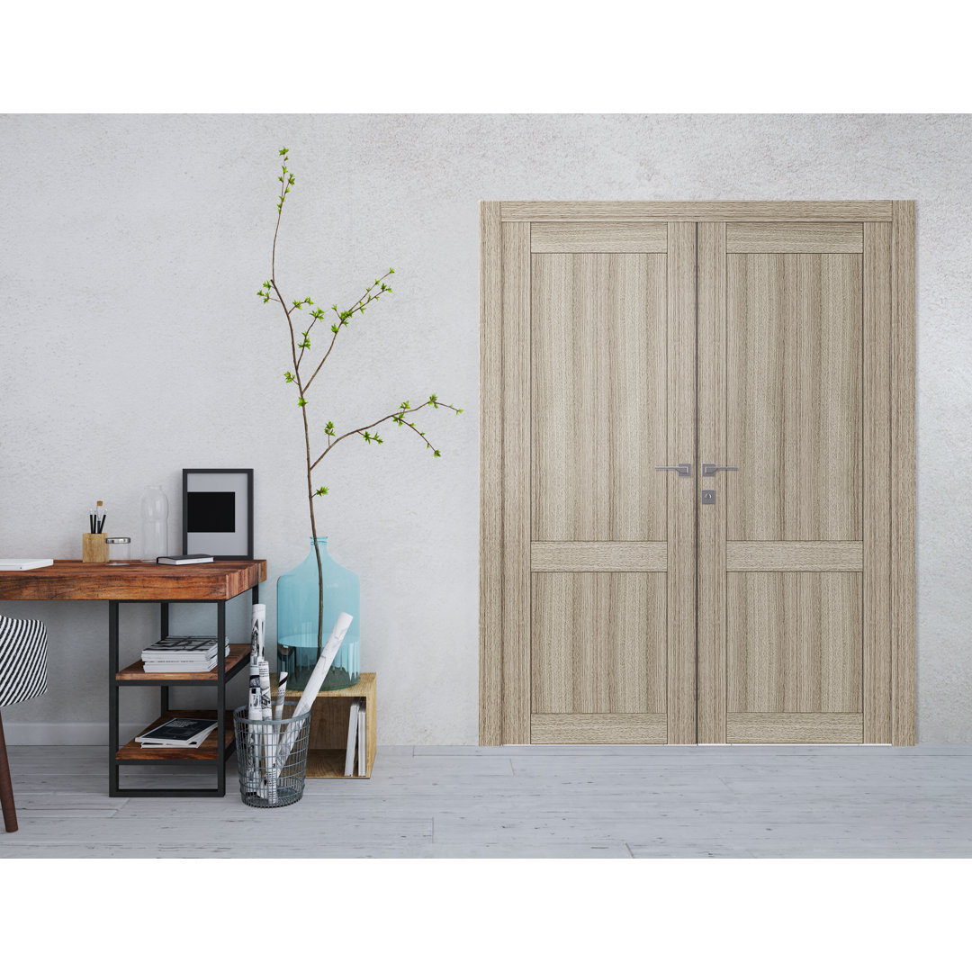 Shaker 2 Panel Solid + Manufactured Wood Paneled Prehung Door Belldinni 