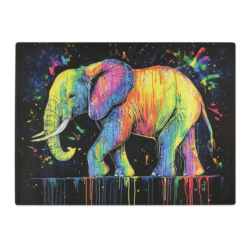 Colourful Elephant Vol.3  Glass Chopping Board