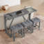 Ensemble de table multifonction 59 po avec station de charge intégrée et trois tabourets rembourrés-554132633-554132632
