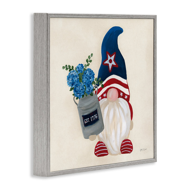  Gnome et bouquet de giclées Americana par Yvette St. Amant, Estampe numérique Farmhouse, H 24 po x l 24 po
