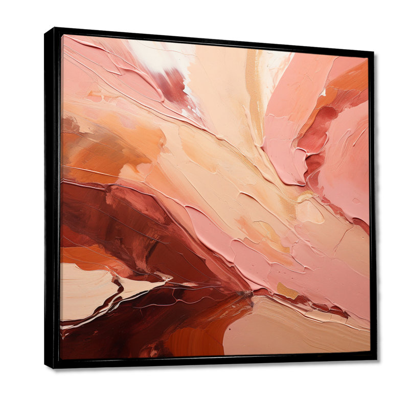 Cacao Landscape Immersion - Art mural abstrait, Toile avec cadre flottant noir, H 16 po x l 16 po x P 1 po