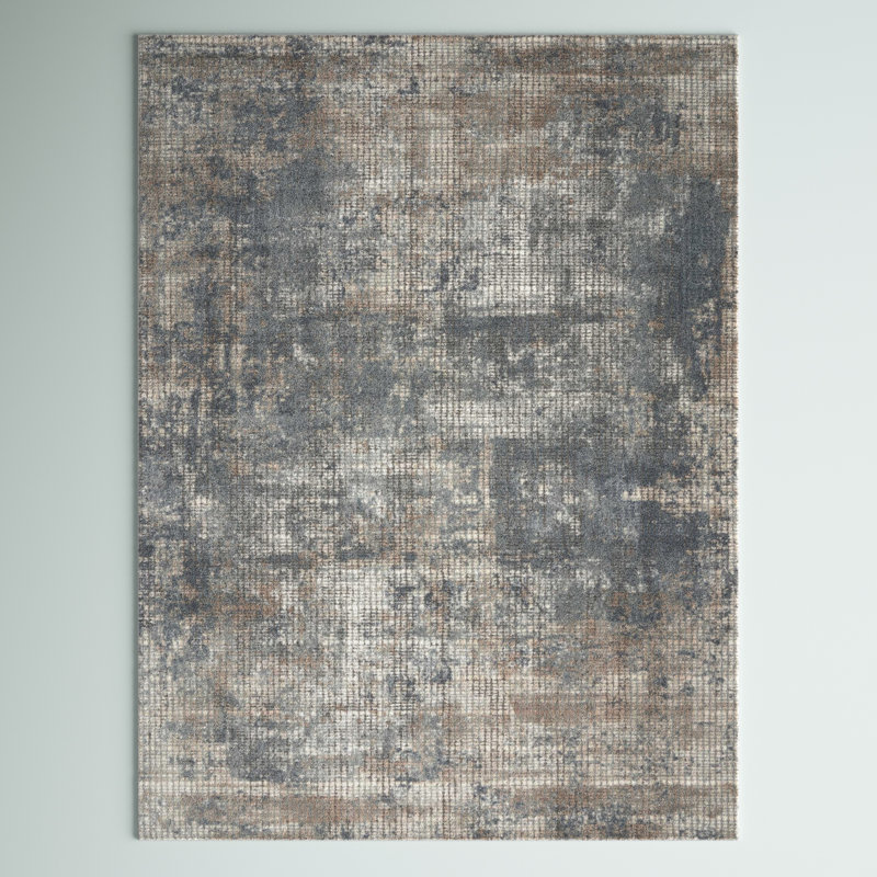 Adda Abstract Blue/Gray Area Rug, Rectangle 7'10" x 9'10"