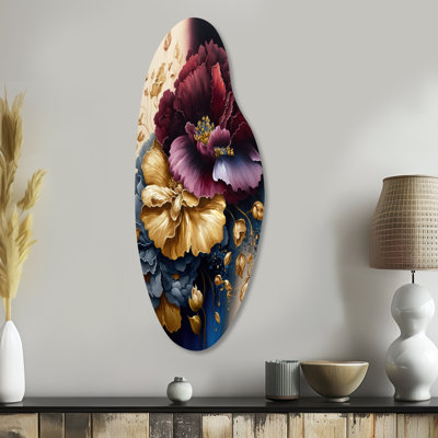 Kemmel - Asymmetrical Floral Metal Wall Decor, Curved Metal Wall Sculpture Print