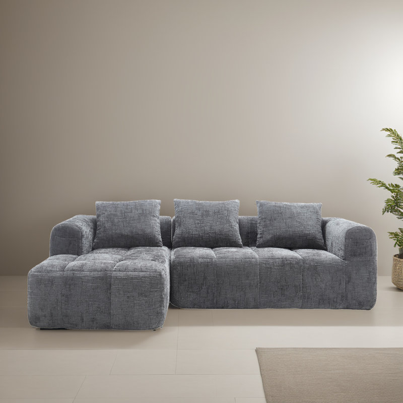 Canapé-lit modulaire 2 pièces pour salon, Gris chenille