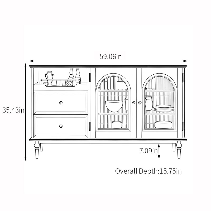 Buffet multifonctionnel de style nordique moderne