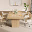 Table de salle à manger 63 "/ 71" rectangulaire avec rangement, grande table de cuisine en bois pour 6 personnes, chêne-1258805726