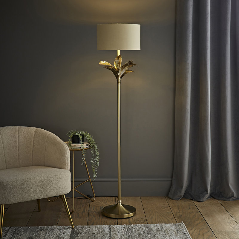 Waynesfield 157.5cm Polished Traditional Floor Lamp, Cream, No