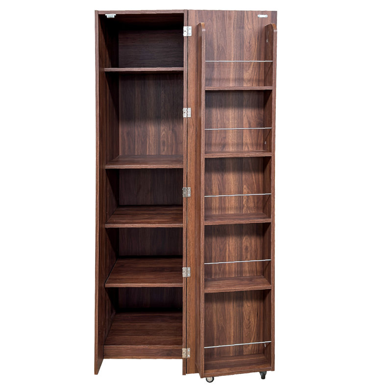 Armoire de rangement 62,8 po avec 5 tablettes suspendues, Noyer