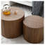 Ensemble de 2 tables basses gigognes rondes, tables d'appoint modernes en MDF avec détails en relief pour salon et chambre, fini noyer
