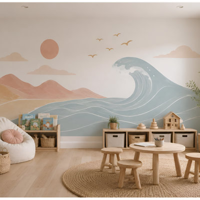 Adhésif décoratif 144 pouces de large bord de mer et montagne, hauteur de 40 pouces