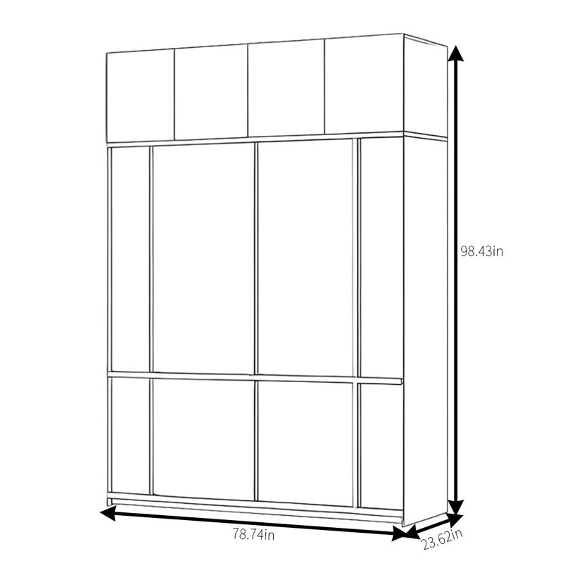 Une garde-robe au design simple, H 98,43 po x l 78,74 po x P 23,62 po